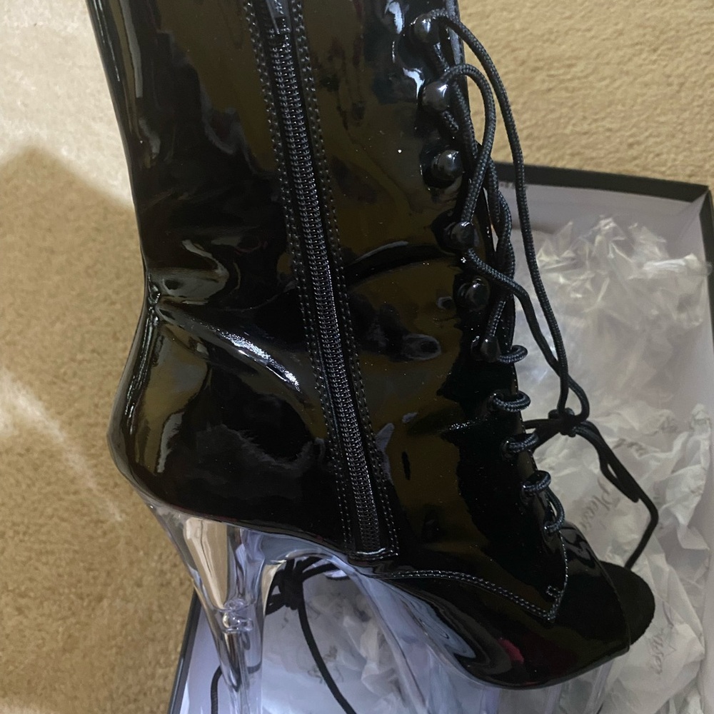 Adore Black Ankle Boots with Glossy Finish - Picture 5 of 8